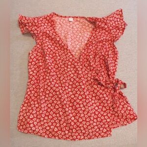 Old Navy Red white and blue front cross blouse